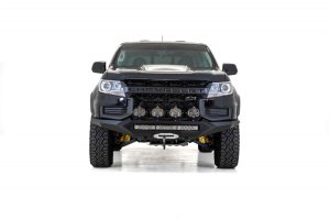 Chevrolet Colorado ZR2 Bumper - Front - Addictive Desert Designs - Stealth Fighter - Hammer Black with Satin Black panels - `21-`27 Chevrolet Colorado ZR2 Bumper - Front - Addictive Desert Designs - Stealth Fighter - Hammer Black with Satin Black panels - `21-`27